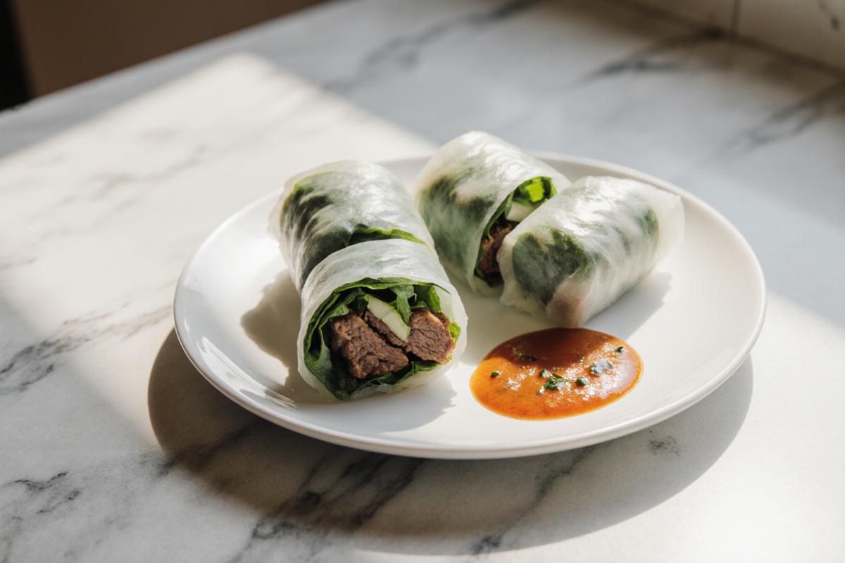 Thai Basil Beef Rolls