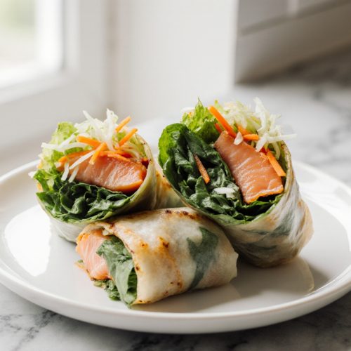 Vietnamese Baked Salmon Spring Rolls