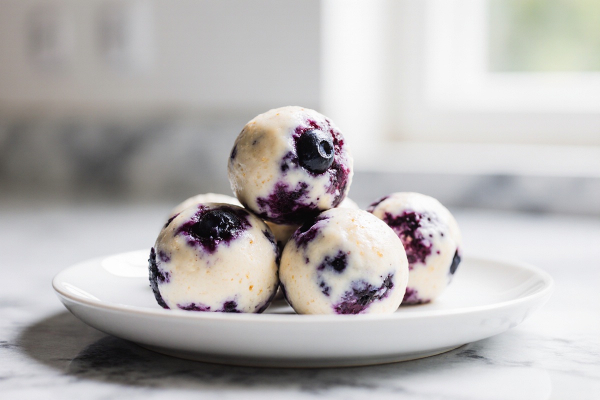Creamy Blueberry Cheesecake Protein Energy Balls