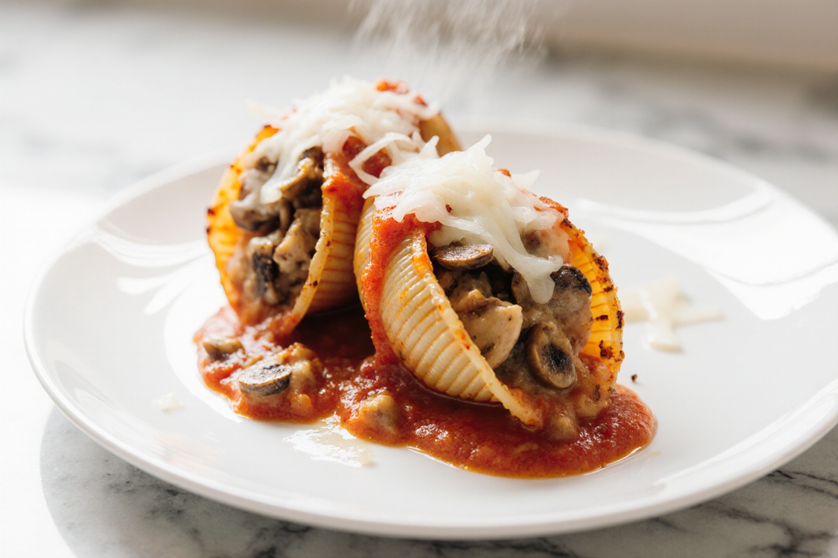 Creamy Gatlic Mushroom Stuffed Shells