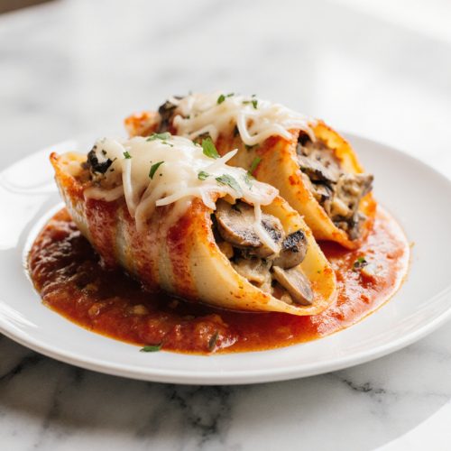 Creamy Gatlic Mushroom Stuffed Shells