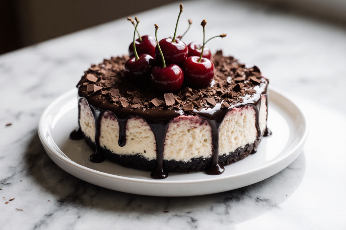 Dark Chocolate Cherry Cheesecake