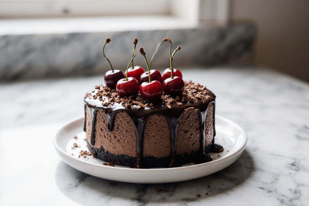 Dark Chocolate Cherry Cheesecake