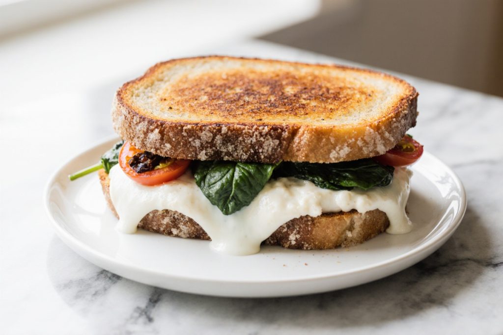 Grilled Cheese with Sun-Dried Tomatoes Spinach and Creamy Ricotta Filling
