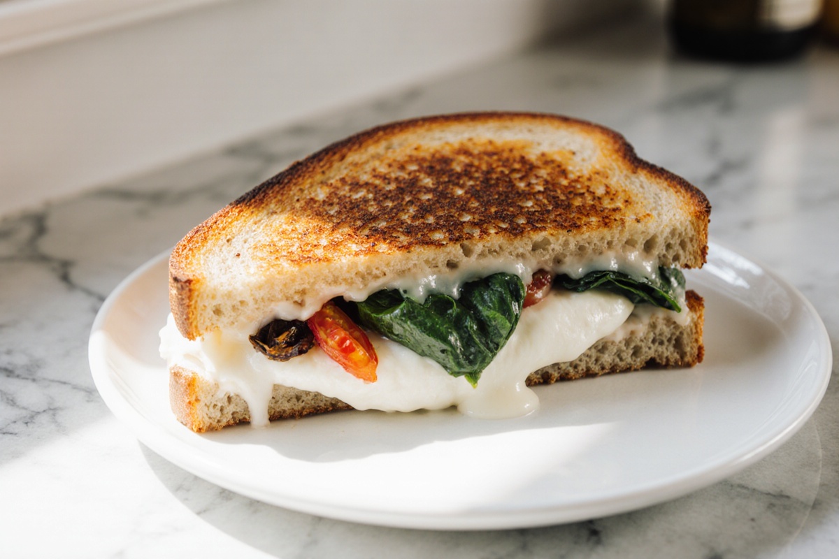 Grilled Cheese with Sun-Dried Tomatoes Spinach and Creamy Ricotta Filling