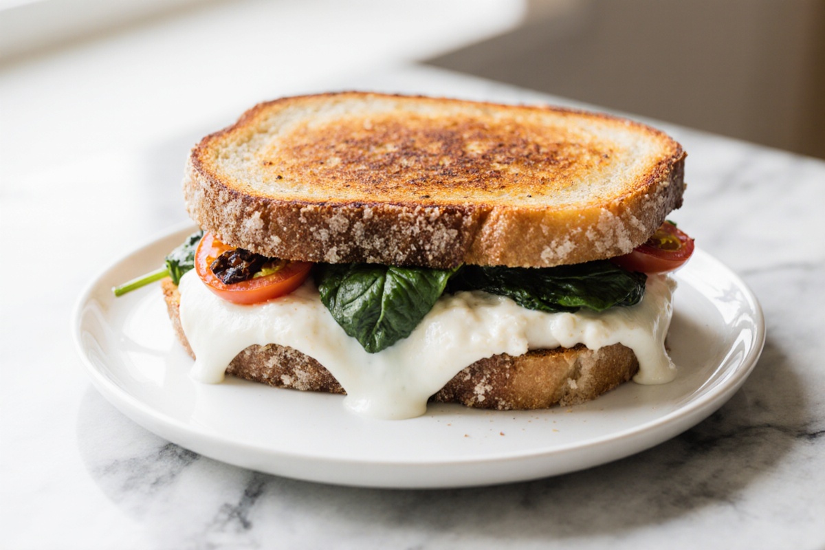 Grilled Cheese with Sun-Dried Tomatoes Spinach and Creamy Ricotta Filling