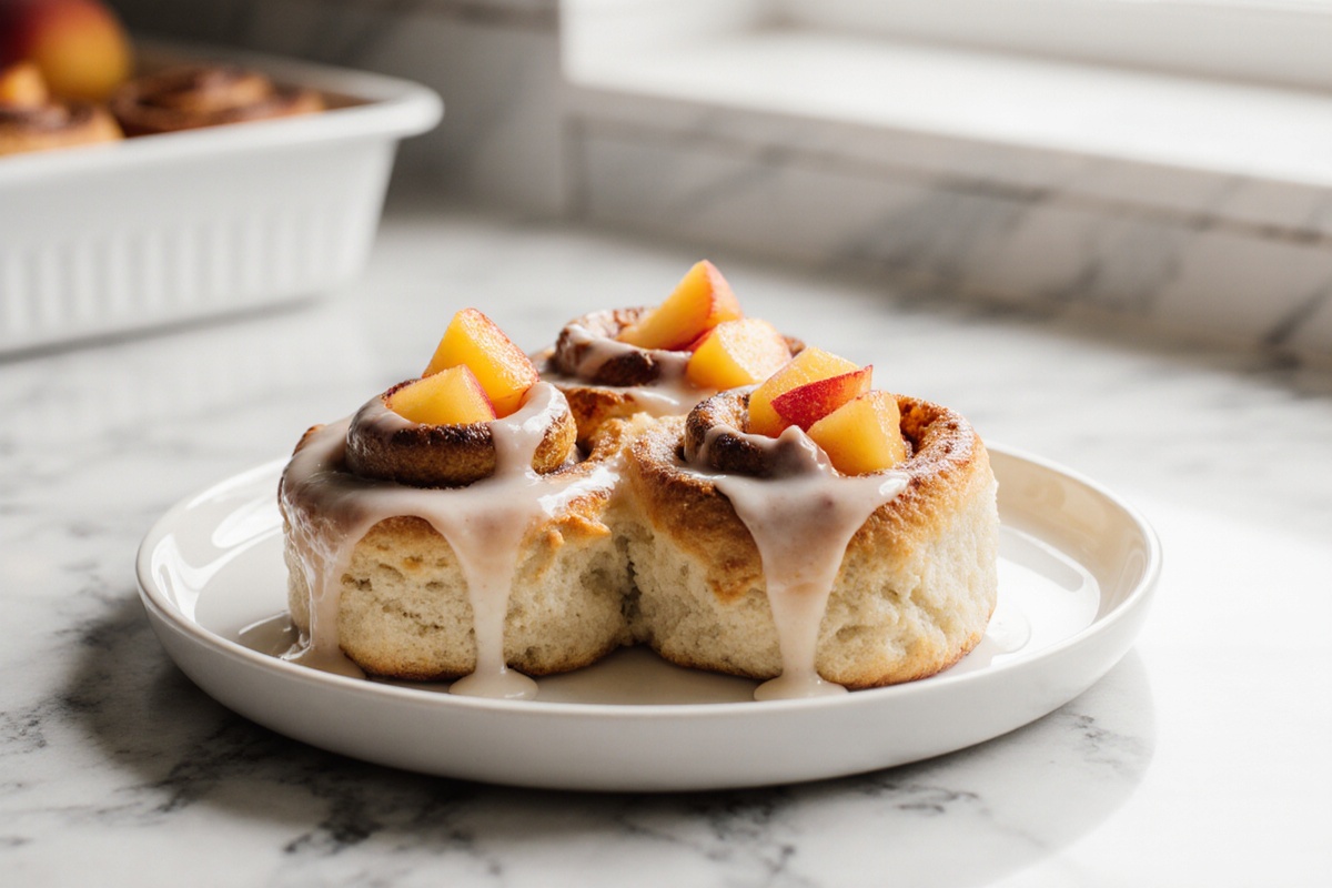 Peach Cobbler Cinnamon Rolls