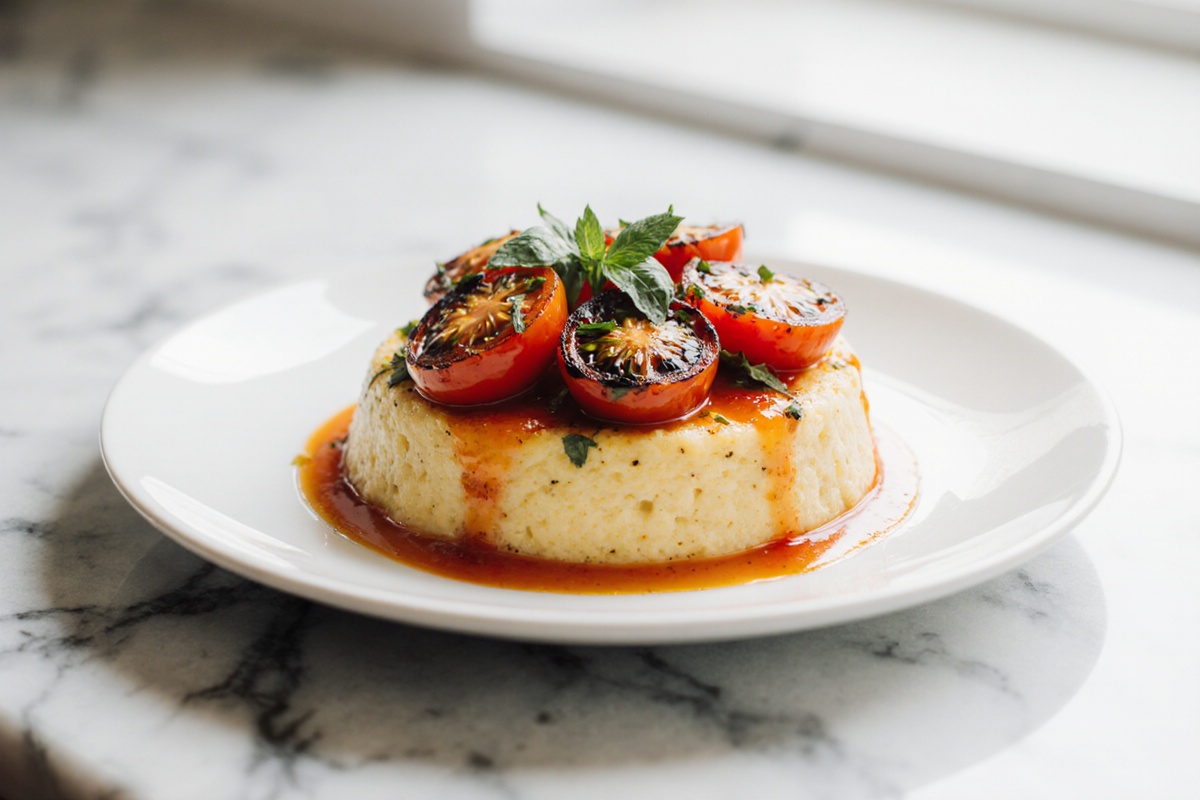 Savory Herbed Polenta Bake with Roasted Tomatoes Delight