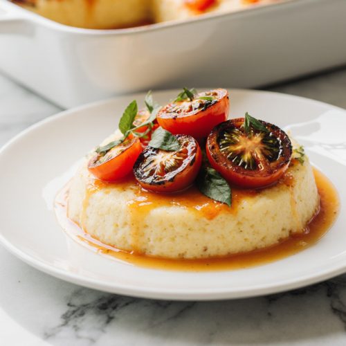 Savory Herbed Polenta Bake with Roasted Tomatoes Delight