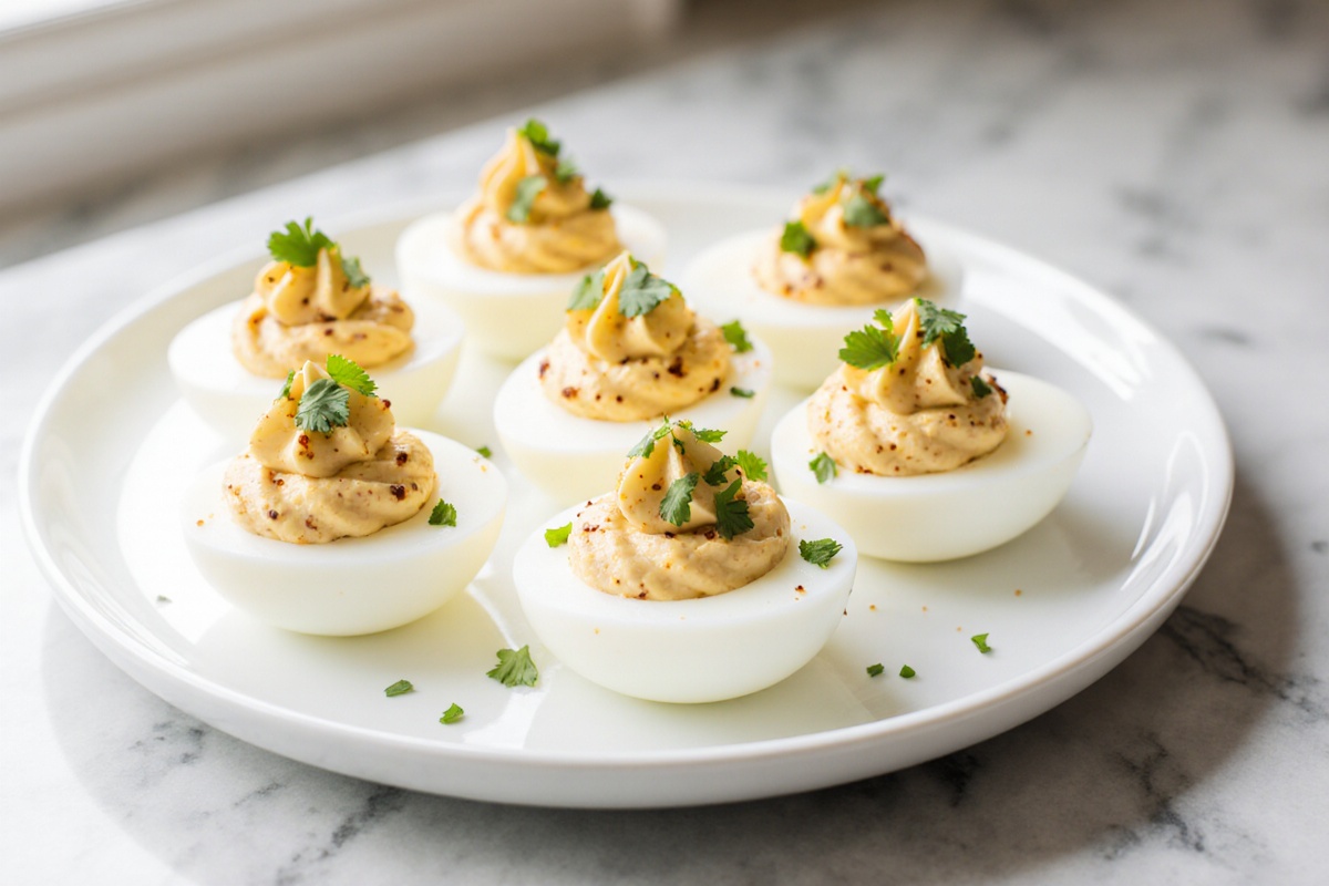 Spicy Chili Garlic Deviled Eggs