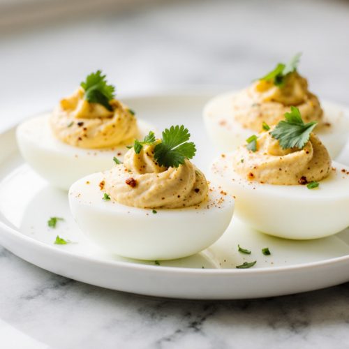 Spicy Chili Garlic Deviled Eggs