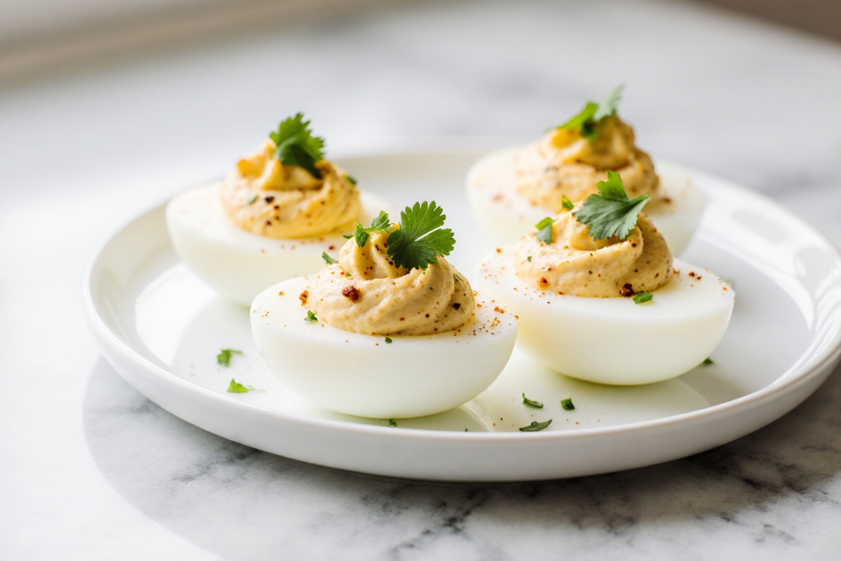 Spicy Chili Garlic Deviled Eggs