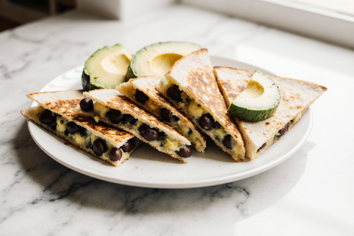 Vegan Quesadillas with Black Beans and Avocado