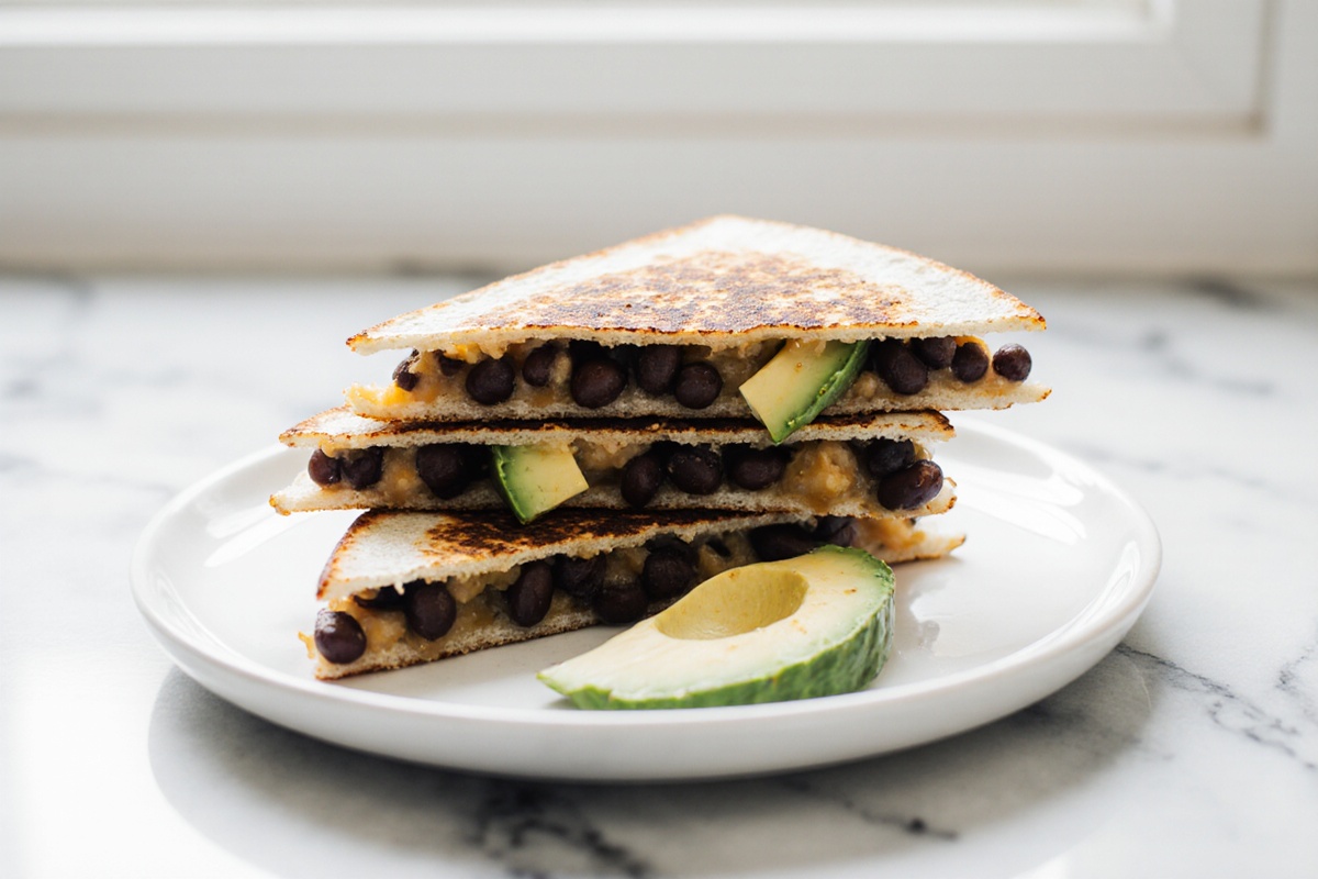 Vegan Quesadillas with Black Beans and Avocado