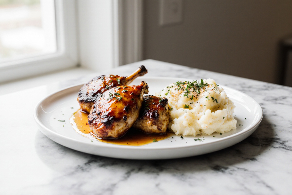 Chipotle Honey Chicken Thighs with Smoked Gouda Mashed Potatoes