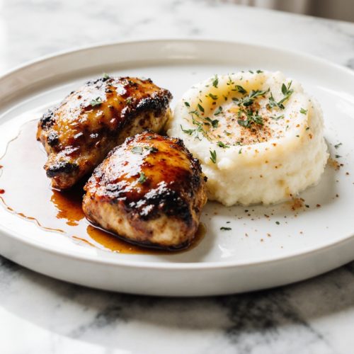 Chipotle Honey Chicken Thighs with Smoked Gouda Mashed Potatoes