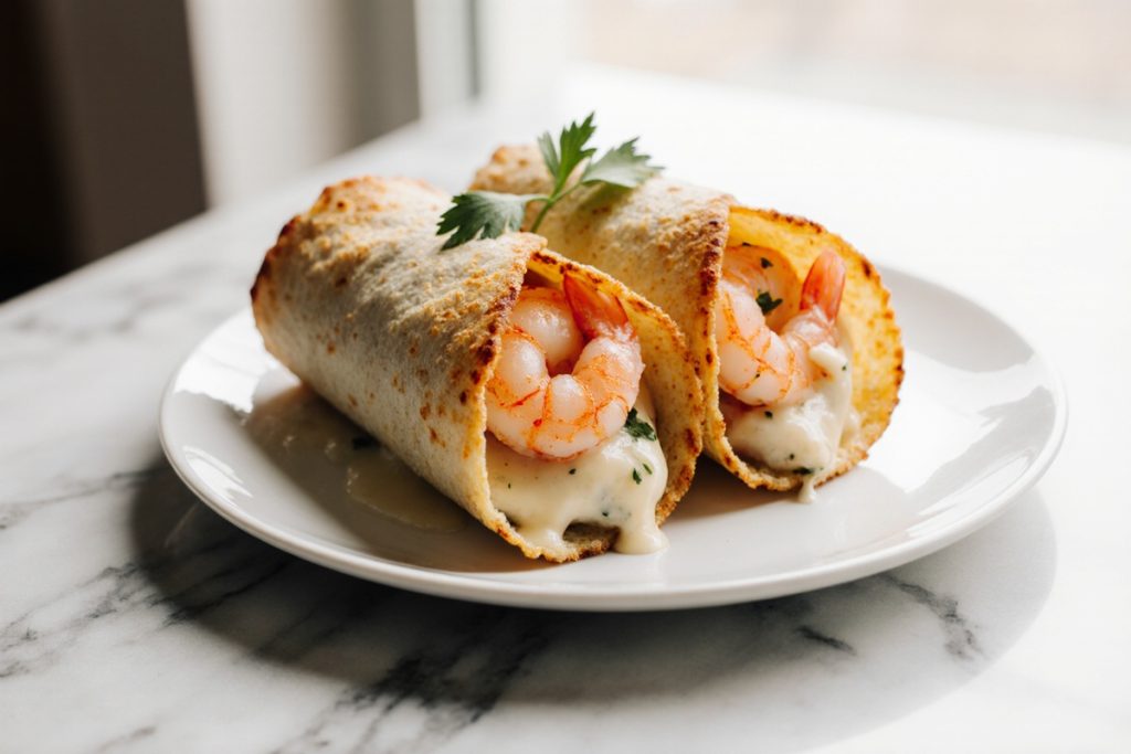 Crispy Crab and Shrimp Queso Taquitos