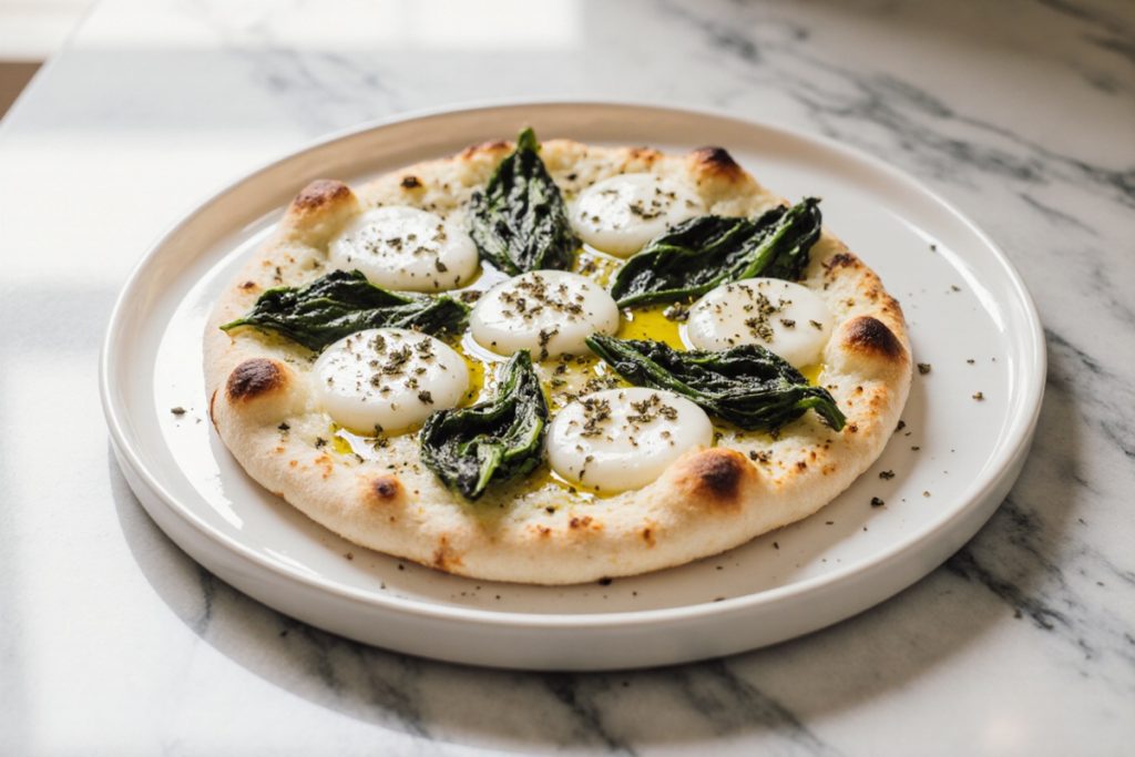 Greek Roasted Garlic Spinach White Pizza Delight