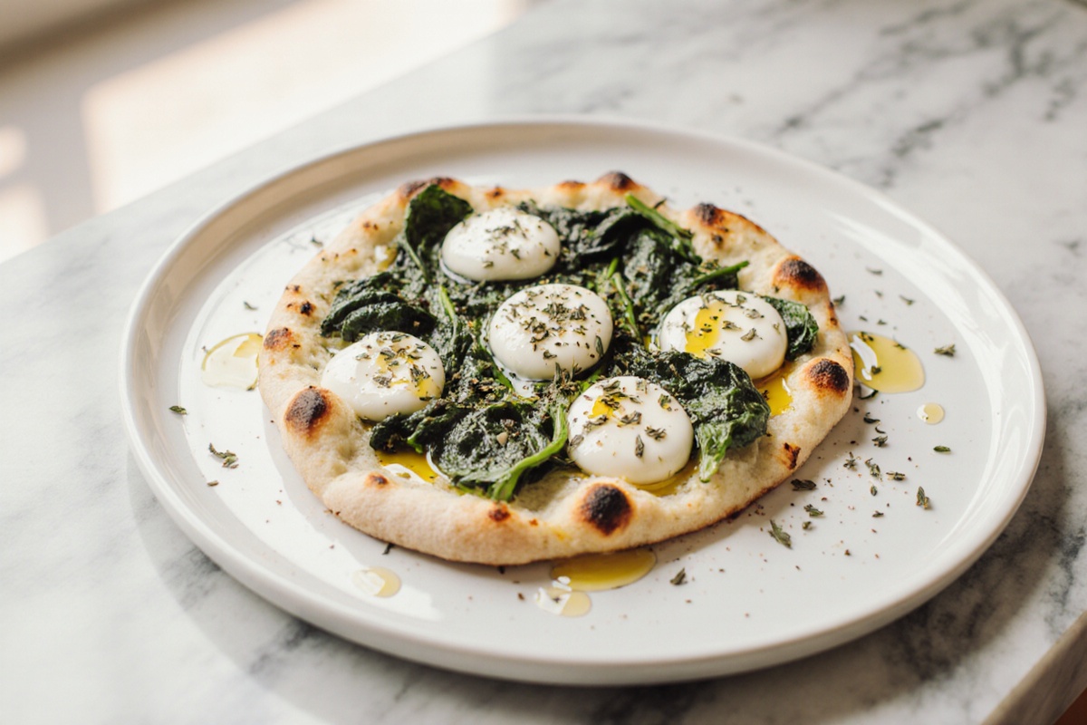 Greek Roasted Garlic Spinach White Pizza Delight