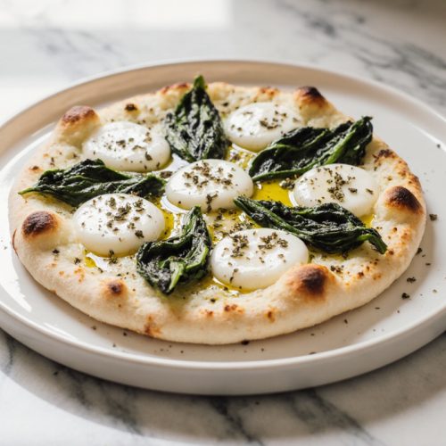 Greek Roasted Garlic Spinach White Pizza Delight