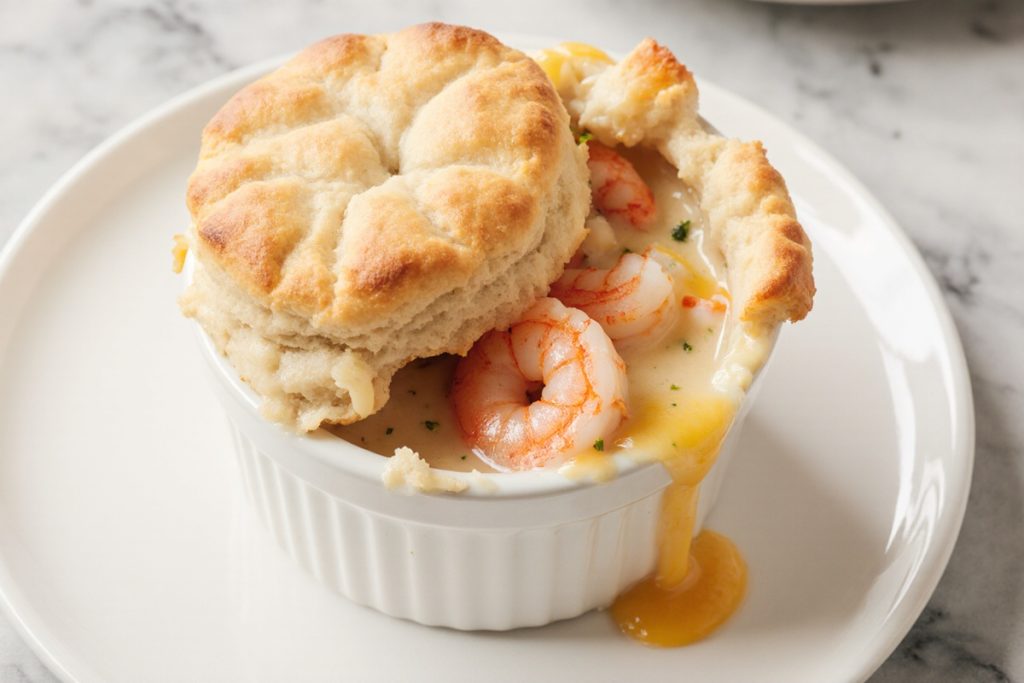 Shrimp and Lobster Cheddar Bay Biscuit Pot pie