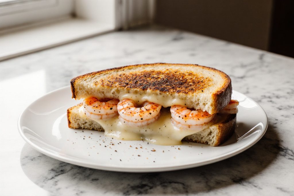 Shrimp Grilled Cheese with Garlic Bread