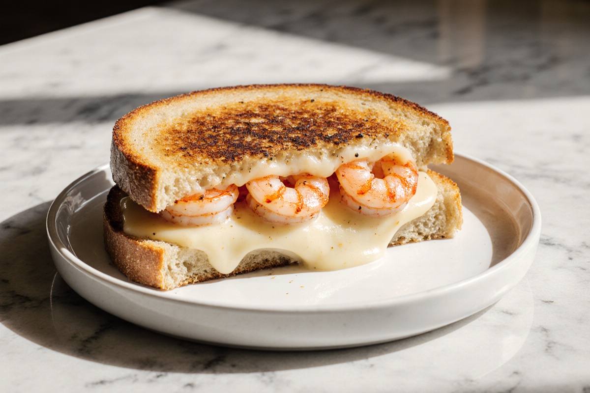 Shrimp Grilled Cheese with Garlic Bread