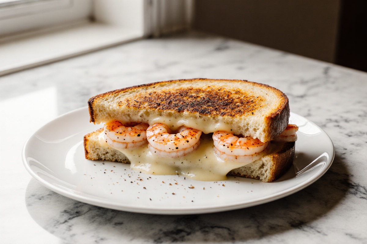 Shrimp Grilled Cheese with Garlic Bread