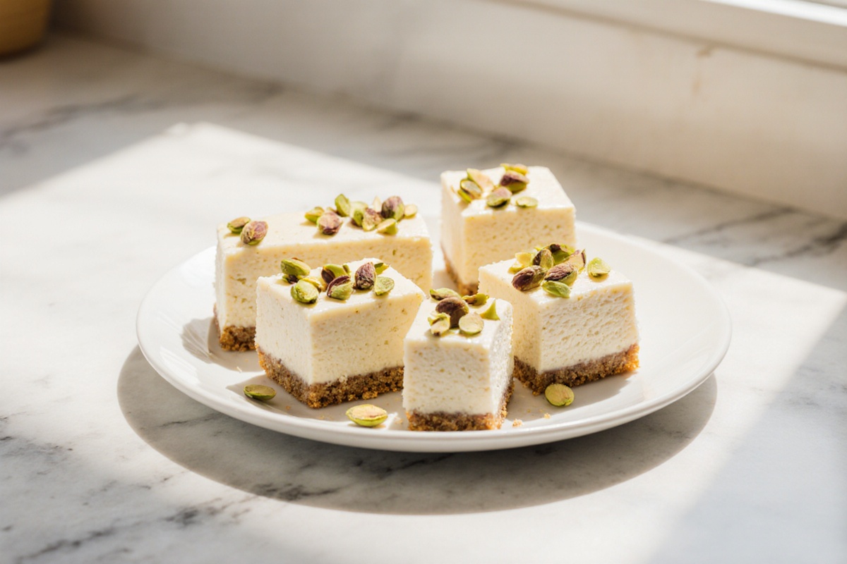 Greek Honey Pistachio Cheesecake Bars