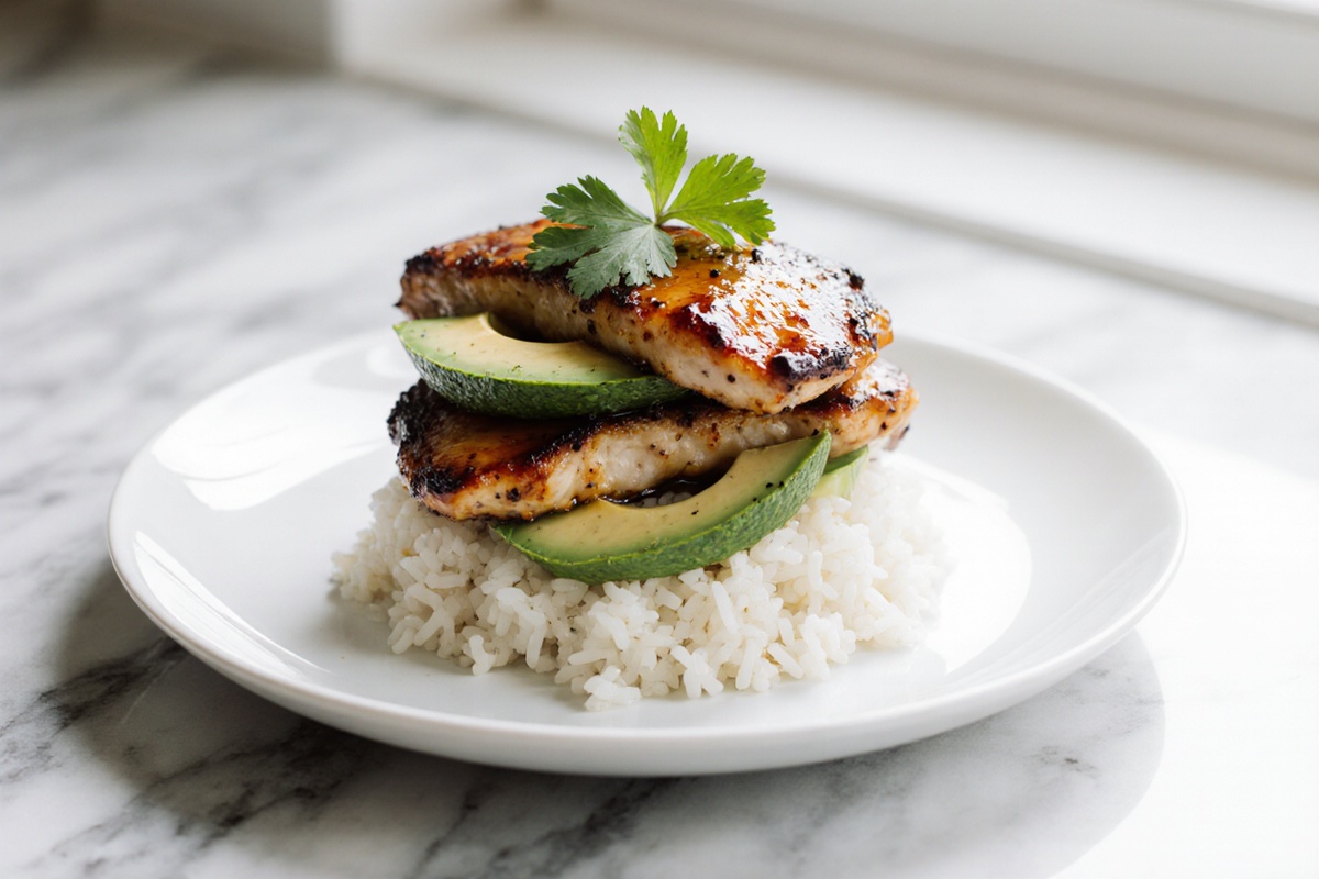 Honey Lime Chicken & Avocado Rice Stack