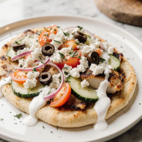 Zesty Greek Chicken Flatbread with Fresh Toppings