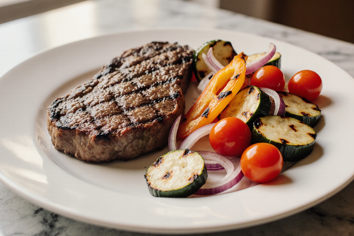 Mediterranean Grilled Chuck Steak with Garden Grilled Vegetables