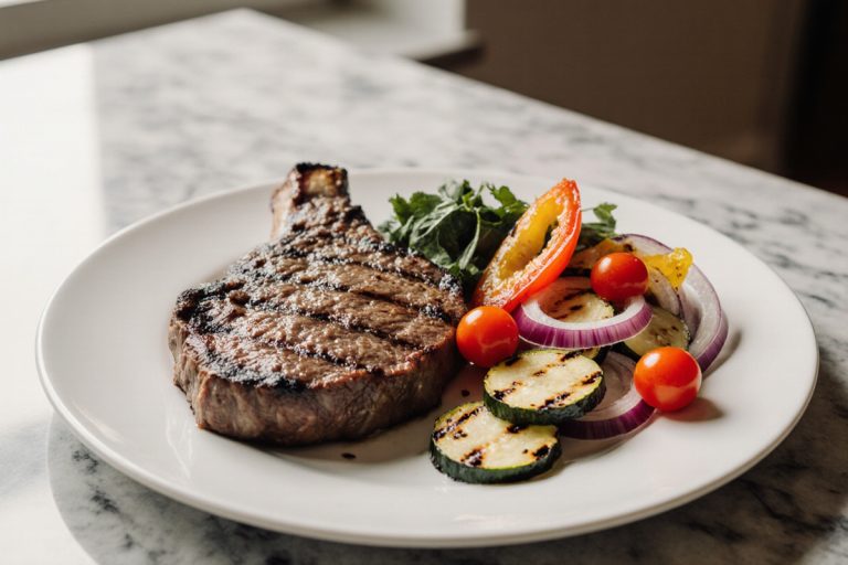 Mediterranean Grilled Chuck Steak with Garden Grilled Vegetables