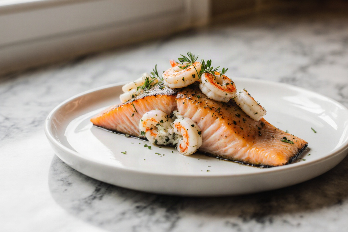 Crab and Shrimp Stuffed Salmon
