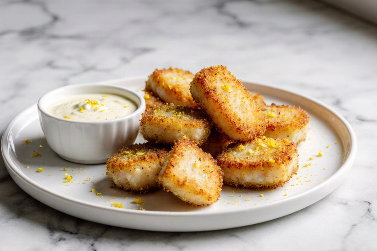 Crispy Lemon Butter Fish Bites with Garlic Aioli