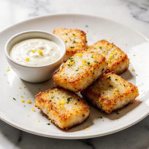 Crispy Lemon Butter Fish Bites with Garlic Aioli